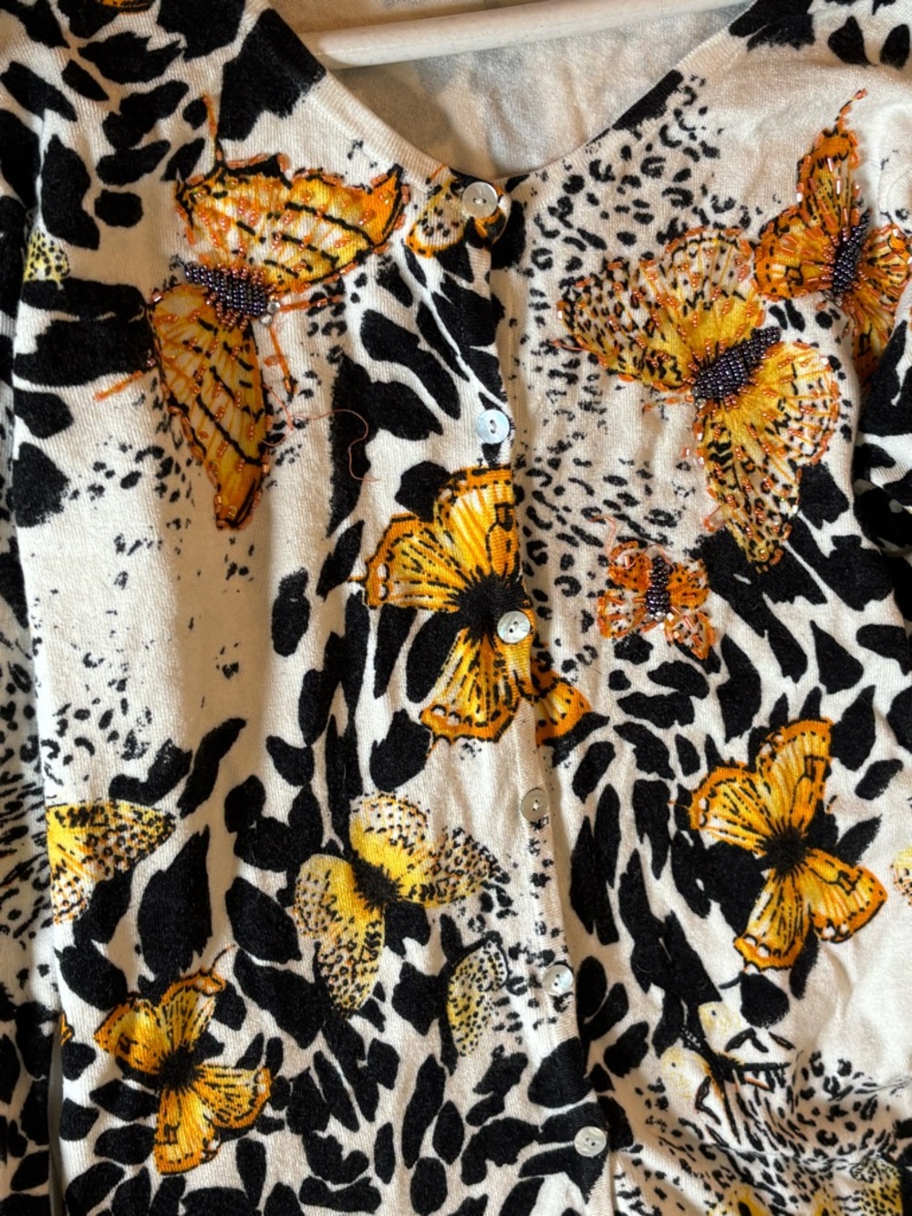 Floral Animal Print Women's cardigan. Butterfly - Picture 2 of 14